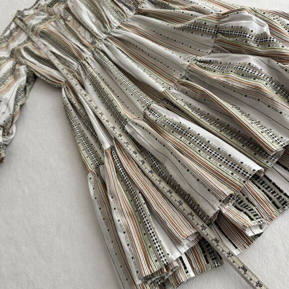 dRA Los Angeles Womens Dress Tan Stripe M Tiered Peasant Boho Prairie Western - Picture 15 of 16